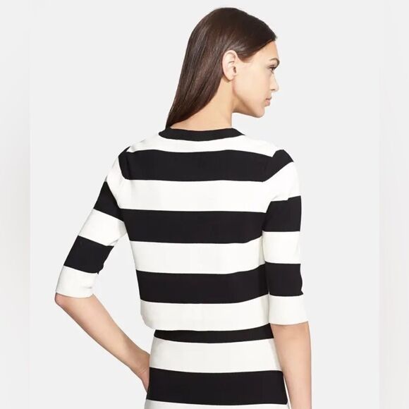 Women's Theory 'Prosecco' Crop Sweater Black/Ivory - Picture 3 of 6